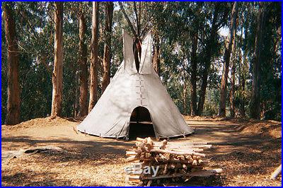 FIRE CERTIFIED 20' CHEYENNE STYLE tipi/teepee, Door flap, carry bag, Lacepin set
