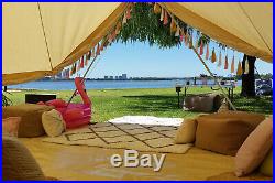 Family Camping Bell Tent 4M Yurt Cotton Canvas Glamping Waterproof 4 Season Tipi
