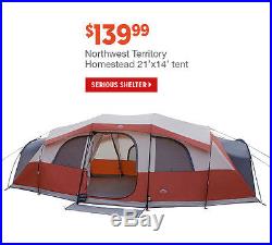 Family Camping Tent 12 Person 3 Rooms 21' x 14' Outdoor Shelter Roof Large Cabin