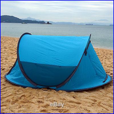 Family Pop Up Camping Hiking Instant Tent Easy Automatic Setup Foldable Blue