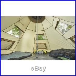 Family Teepee Tent 10' x 10' Sleeps 2 Camping Outdoor Family Rainfly Beige Floor