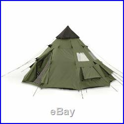 Family Teepee Tent 14x14 Sleeps 8 People, Green Guide Gear Army Surplus