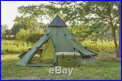 Family Teepee Tent 14x14 Sleeps 8 People, Green Guide Gear Army Surplus