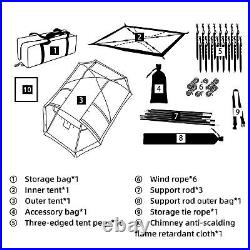 Fireproof 2 Person Waterproof Dome Tent with Snow Skirt for Camping Hiking A3V9