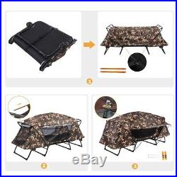 Folding Single Camping Tent Cot Portable Outdoor Hiking Bed Rain Fly Camo