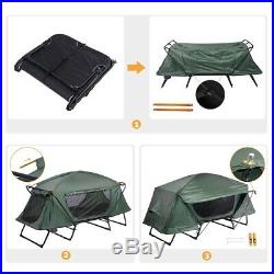 Folding Single Camping Tent Cot Portable Outdoor Hiking Bed Rain Fly Green