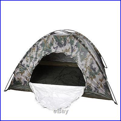 Folding Tent 4 Person Camouflage Fiberglass Four Season Outdoor Camping Hiking