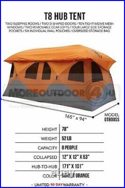 GT800SS Huge Gazelle T8 Hub Tent 2 Room Camping Family Fun Cabin MFG REFURBISHED