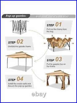 Gazebo 10x10 Pop Up Gazebo With Mosquito Nettings Waterproof Outdoor Gazebo