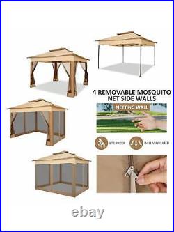 Gazebo 10x10 Pop Up Gazebo With Mosquito Nettings Waterproof Outdoor Gazebo