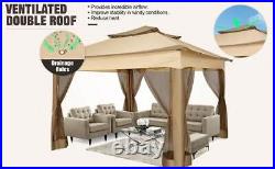 Gazebo 10x10 Pop Up Gazebo With Mosquito Nettings Waterproof Outdoor Gazebo