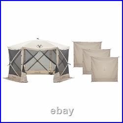 Gazelle G6 8 Person 6 Sided 124 Portable Canopy Screen Tent with Wind Panels