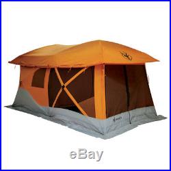 Gazelle Tents T4 Plus Outdoor Pop Up 8 Person Hub Tent with Screen Room, Orange
