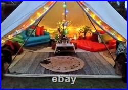 Glamping Cotton Canvas Bell Tent 5M Waterproof Awning Camping Tent 4-Season Yurt