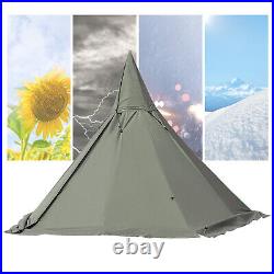 Green Travel Teepee Tent 2-Door Camping Equipment Portable 4-Season Pyramid Tent