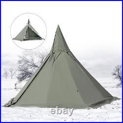 Green Travel Teepee Tent 2-Door Camping Equipment Portable 4-Season Pyramid Tent