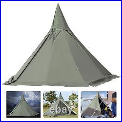 Green Travel Teepee Tent 2-Door Camping Equipment Portable 4-Season Pyramid Tent