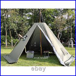 Green Travel Teepee Tent 2-Door Camping Equipment Portable 4-Season Pyramid Tent