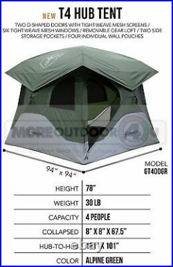 Gt400gr New 4 Person Gazelle T4 Hub Tent Alpine Green Hiking Camping