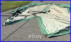 HUGE Vtg Green CANVAS WALL Camp TENT Stove Pipe Hole 16 x 18 FEET Hunting Cabin