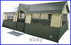 Hazel Creek 12 Person 3-Room Cabin Tent, 20' X 9' X 84, Green