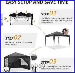 Heavy Duty Canopy Tent Party 10'x10' Outdoor Wedding Tent Gazebo with 4 Sidewall