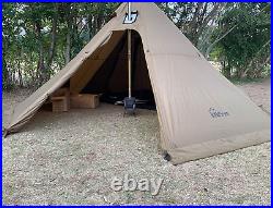 Hot Tent with Stove Jack 4-8 Person Large Teepee Tent for Family Camping