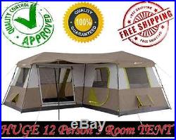 Huge 12 Person 3 Room Instant Tent Easy Setup Family Camping Hiking Hunting