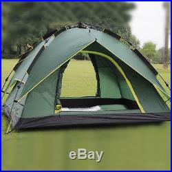 Instant Automatic Pop Up Backpacking Camping Hiking 3-4Persons Tent Green