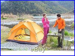 Instant Automatic Pop Up Backpacking Camping Hiking 3-4 Persons Tent Orange