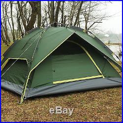 Instant Automatic Pop Up Backpacking Camping Hiking 4 Persons Tent Green