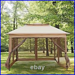 LONABR Outdoor Gazebo Pop Up Canopy Tent with Mesh Sidewall Patio Sun Shelter