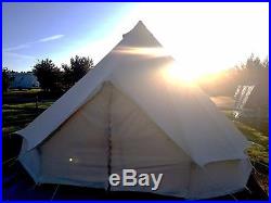 Large Family 100% Cotton Canvas Bell Tent With Zig Zipped In Ground Sheet