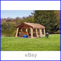 Large Family Camping Tent Instant Cabin 2 Room Sealed 10 Person 20 x 10 Brown