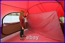 Large Outdoor Camping Tent 10 Person 3 Room Cabin Screen Porch Waterproof Red