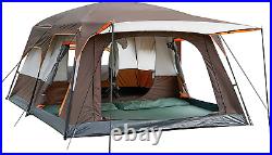 Luxurious 12-Person Family Cabin Tent with 2 Rooms, 3 Doors, and Waterproof Desi
