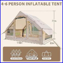 MOPHOTO 6 Person Inflatable Camping Tent with Pump Air Tent Glamping CampingTent