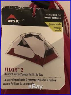 MSR Elixir 2 backpacking tent with footprint (white / red)(2-person)(3 season)