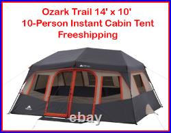 NEW 14x10 Orange Instant Cabin Tent 10 Person 2 Rooms Outdoor Shelter Camping