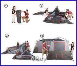 NEW Ozark Trail 12 Person 3 Room Instant Cabin Camping Family Tent Rainfly Red