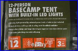 NEW Ozark Trail 12-Person Basecamp Tent with Built-In LED Lights 16'x16'x7'8''H