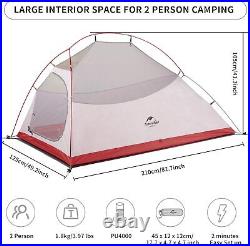 Naturehike Cloud-Up 2 Person Tent Lightweight Backpacking Tent with Footprint, N