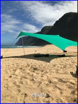 Neso Grande Beach Tent with Sand Anchors, Portable Sun Shelter (Forest Green)