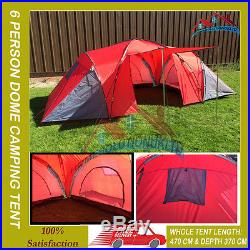 New 6 Person Man Family Dome Tent Mosquito Mesh Camping with THREE Rooms