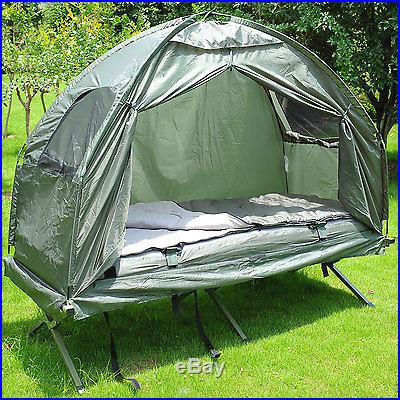 New Outsunny Single Folding Camp Shelter Bed Cot W/ Tent Sleeping Bag Airbed Mat