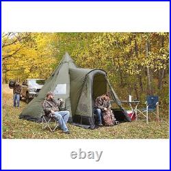 New Waterproof Deluxe Teepee Tent, 14 ft x 14 ft For 6 People, Olive Drab Green