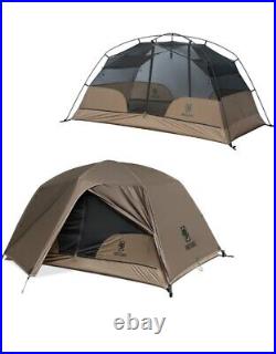 OneTigris COSMITTO 2.0 Lightweight 2 Person Backpacking Tent Coyote Brown (TK)