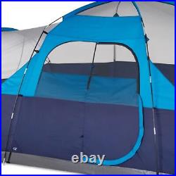 Outbound 12 Person 3 Season Easy Up Camping Dome Tent, Mesh Wall & Rainfly, Blue