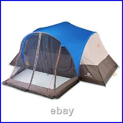 Outbound 8 Person 3 Season Easy Up Camping Dome Tent with Rainfly & Porch, Blue