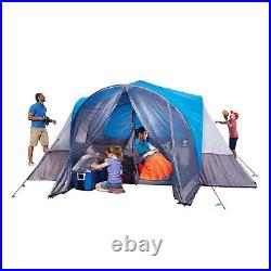 Outbound 8 Person 3 Season Easy Up Camping Dome Tent with Rainfly & Porch, Blue